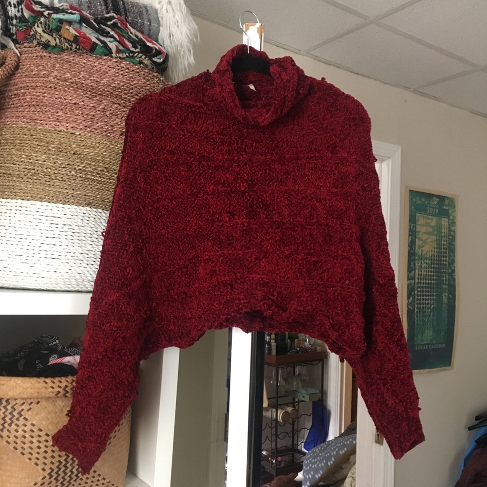 Free People Red Cozy Turtleneck Sweater